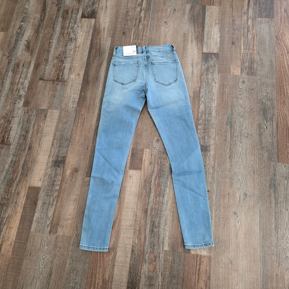 KanCan Mid Rise Super Skinny Jeans Womens 1/24 Light Blue Casual Distressed - Picture 2 of 7